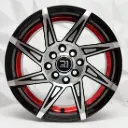 RIN 14X6 4-100/114.3 R1 SPORT QC2057 BLACK MACHINE UDERCUT RED ET10 CB73.1